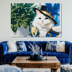 White Feline Toast - NicheCanvas