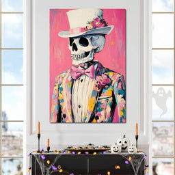 Floral Dapper Skeleton Elegance - NicheCanvas