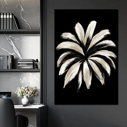 Monochrome Petals Reaching For Night - NicheCanvas