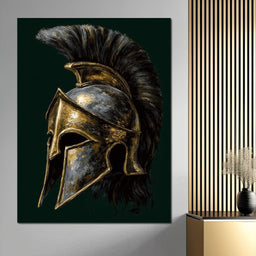 Gold Spartan Helm Battle Relic - NicheCanvas