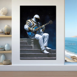 Celestial Guitarist on Lunar Steps - NicheCanvas