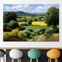 Golden Fields Country Path - NicheCanvas