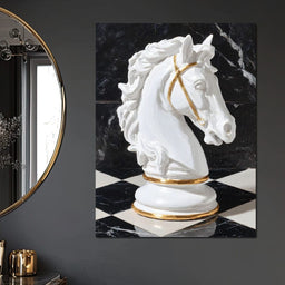 Gilded Knight on Marble Board - NicheCanvas