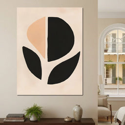 Neutral Abstract Leaf Silhouette - NicheCanvas