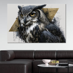 Golden Eyed Owl Portrait - NicheCanvas