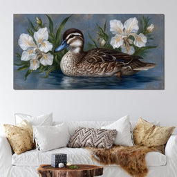 Duck Tranquility Among Petals - NicheCanvas