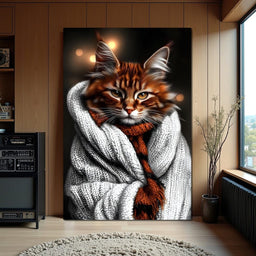 Warm Feline Elegance Wrapped - NicheCanvas