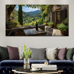 Sunlit Tuscan Vineyard Terrace - NicheCanvas