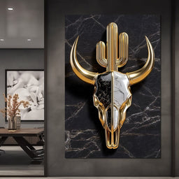 Golden Desert Totem Skull Marble - NicheCanvas