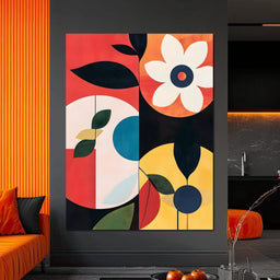 Modern Geo Floral Sunrise Radiance - NicheCanvas