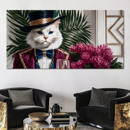 Elegant Feline in Formal Garden - NicheCanvas