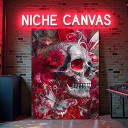 Rose Petal Skull Garden Feast - NicheCanvas
