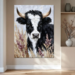 Highland Cow Meadow Portrait - NicheCanvas