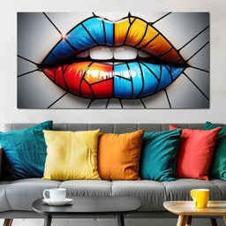 Chromatic Mosaic Lips Fantasy - NicheCanvas