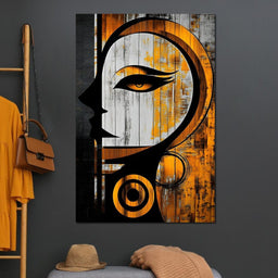 Golden Elegance Abstract Face - NicheCanvas