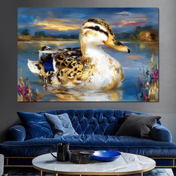 Golden Mallard Lake Sunset - Neal Hackett - NicheCanvas