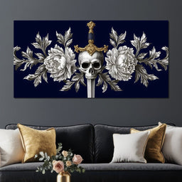 Baroque Skull and Peony Sword - NicheCanvas