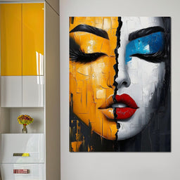 Dual Tones Modern Portrait Face - NicheCanvas