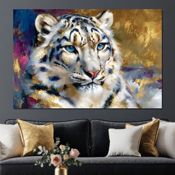 Golden Snow Leopard Portrait - NicheCanvas