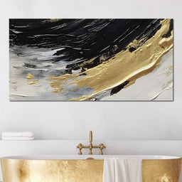 Golden Current Abstract Landscape - NicheCanvas