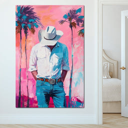 Cowboy Dreams Under Palms - NicheCanvas