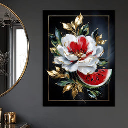 Golden Petals and Melon Muse - NicheCanvas