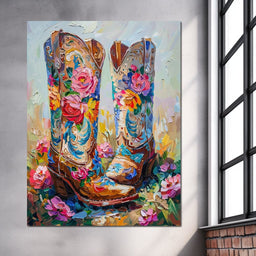 Wildflower Cowboy Boots - Neal Hackett - NicheCanvas
