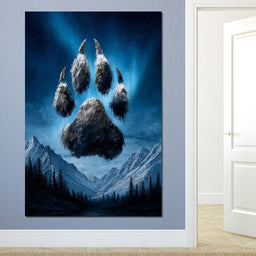 Celestial Wolf Paw Over Peaks - NicheCanvas