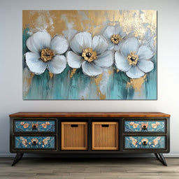 Golden Petals Dreamscape Blooms - Wildrose Creations - NicheCanvas