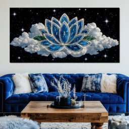 Celestial Lotus over Starlit Cloud - NicheCanvas