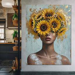 Sunflower Head Spring Portrait - NicheCanvas