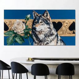 Wolf Regal Ivory Rose Saga - NicheCanvas