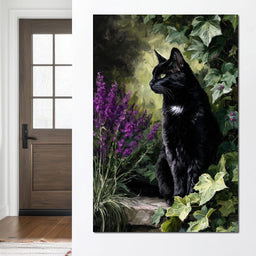 Black Cat Garden Sentinel - NicheCanvas