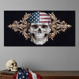 Patriotic Skull Baroque Fusion - NicheCanvas