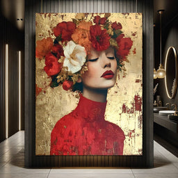 Golden Petal Crowned Reverie - NicheCanvas