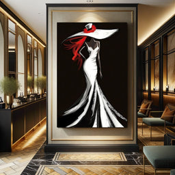 The White Dress - Sable Elegance with Flare - NicheCanvas