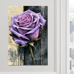 Midnight Petals Against Gilded Shadows - NicheCanvas