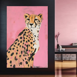 Cheetah Safari Elegance on Pink - NicheCanvas