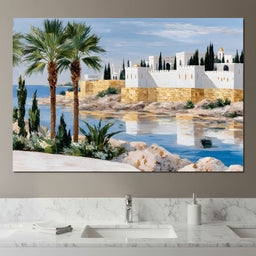 Mediterranean Seaside Citadel - NicheCanvas