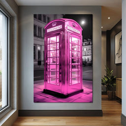 Pink Telephone Booth - NicheCanvas