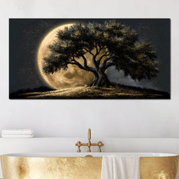 Gilded Roots Beneath A Radiant Moon - NicheCanvas