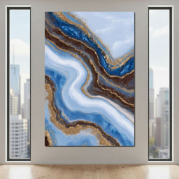 Blue Geode Gold River Flow - NicheCanvas