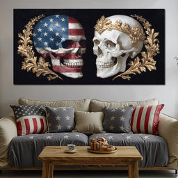 Patriotic Skulls Regal Duel - NicheCanvas