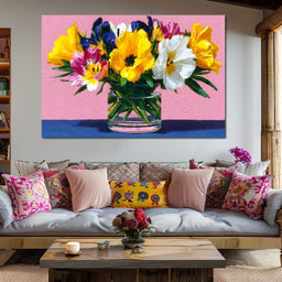 Spring Poppies Glass Vase Pink - NicheCanvas