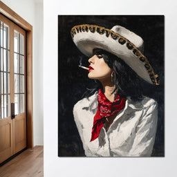 Sombrero Smoke Noir Portrait - NicheCanvas