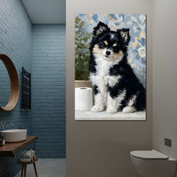 Playful Puppy Bathroom Guard - NicheCanvas