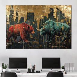 Stock Market Bear & Bull Clash - NicheCanvas