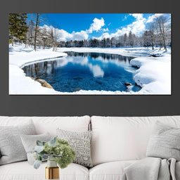 Crystal Winter Lake Reflections - NicheCanvas