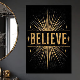 Golden Believe Starburst - NicheCanvas