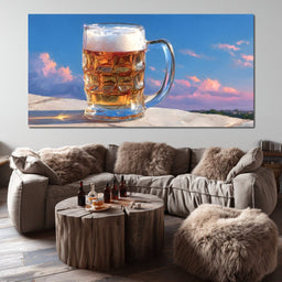 Golden Beer Reflections - NicheCanvas